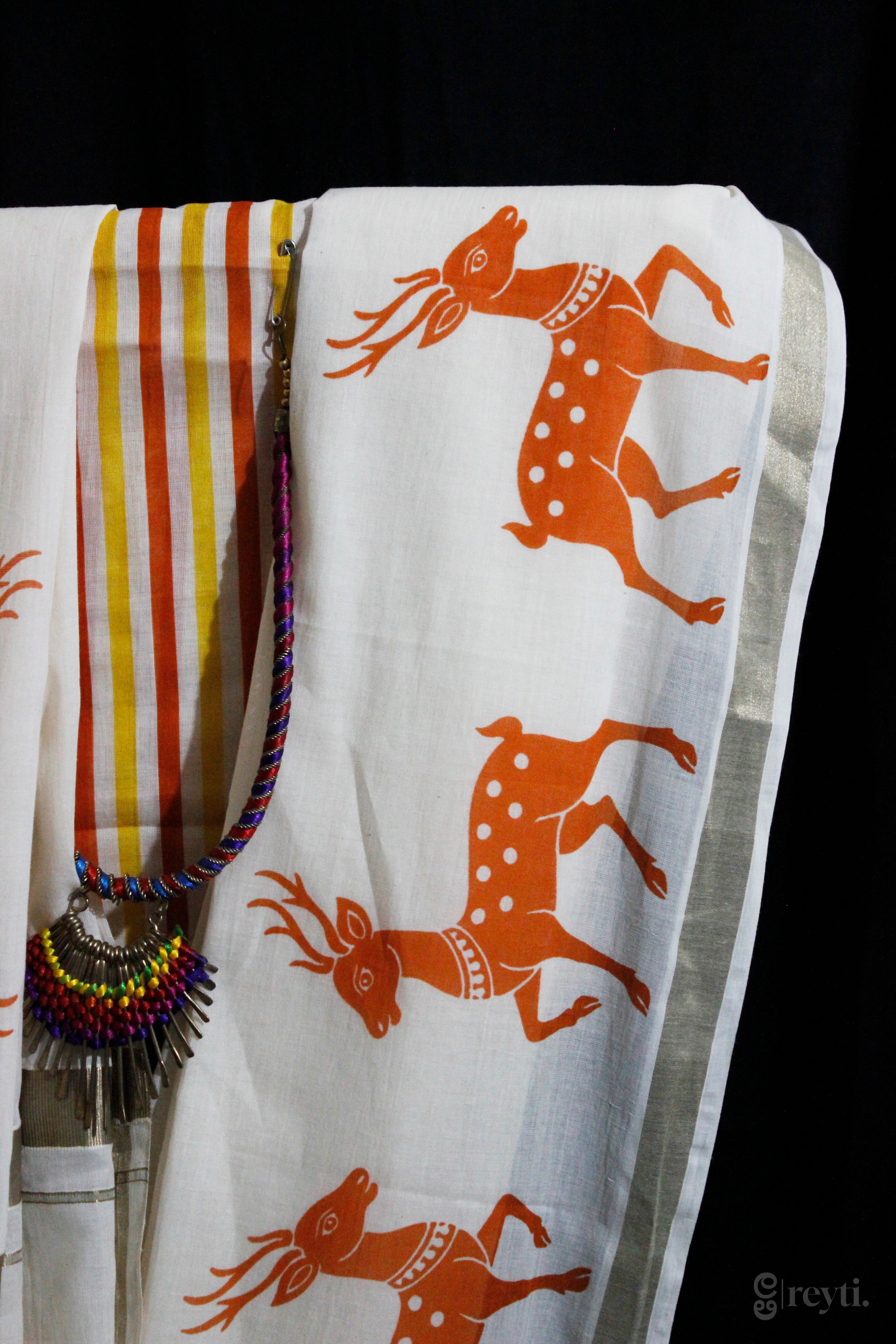 Meadow Muse - Printed Kerala Handloom Saree