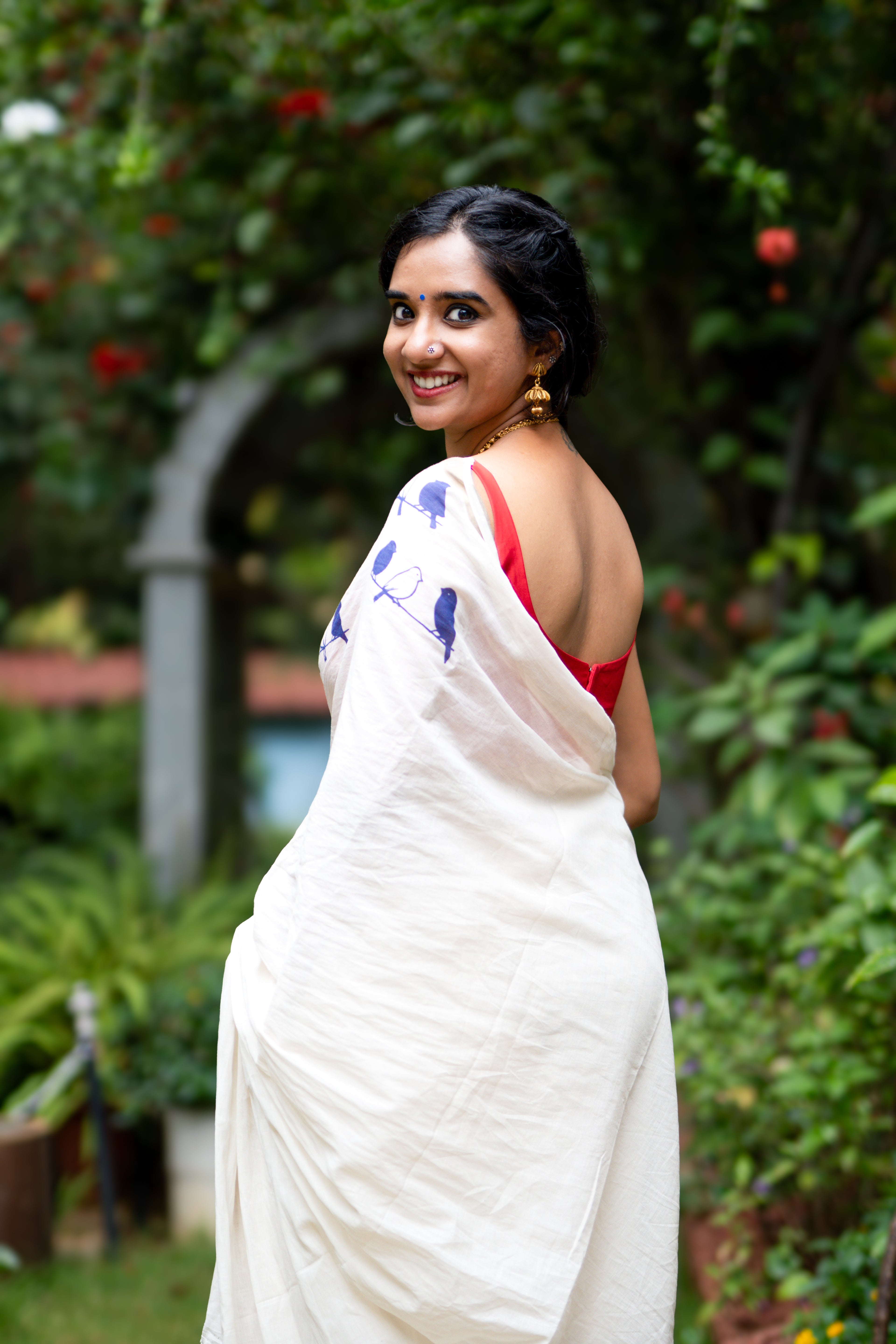 Blue Perch - Printed Kerala Handloom Saree
