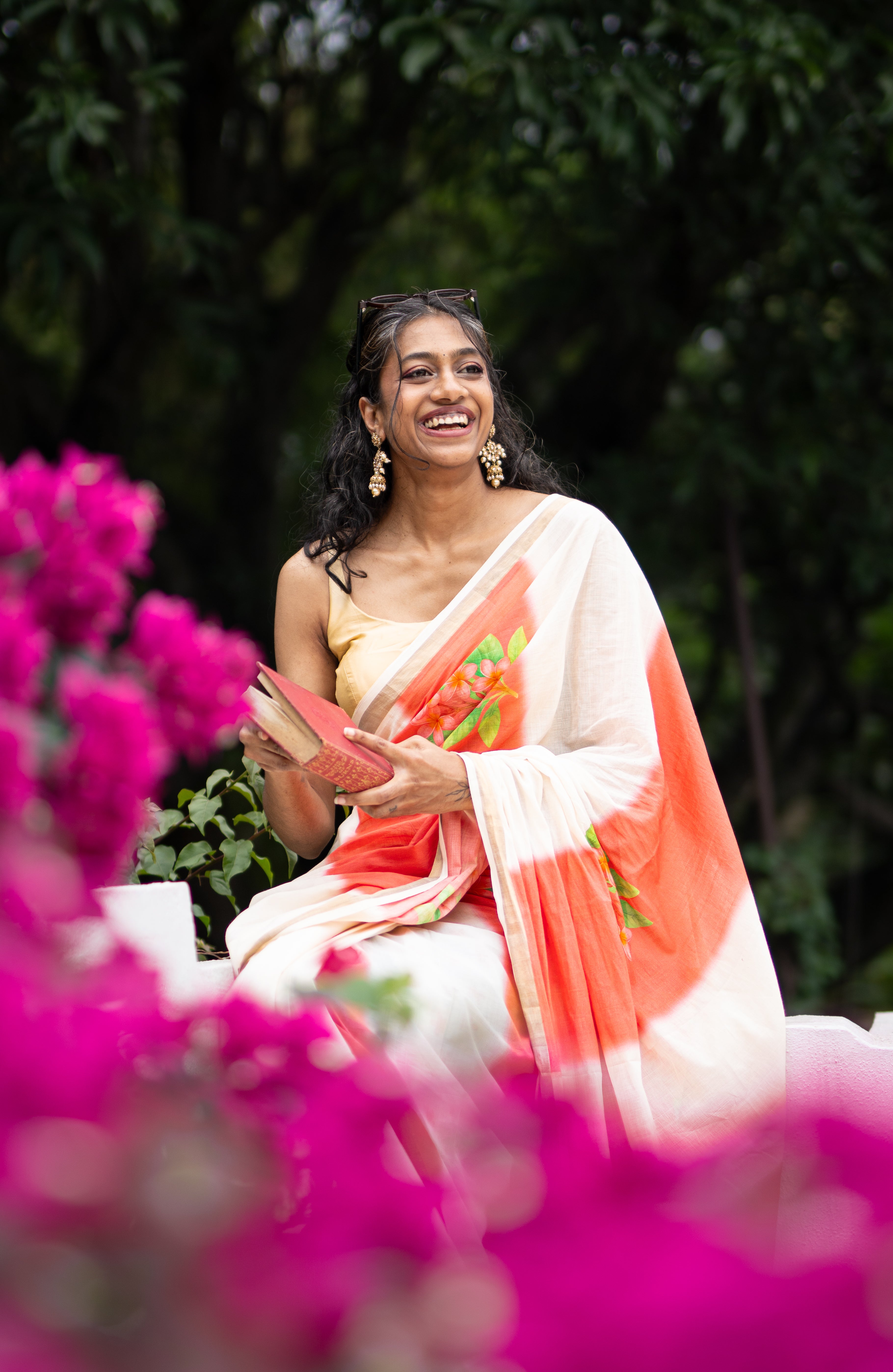 Blush Petals - Printed Kerala Handloom Saree