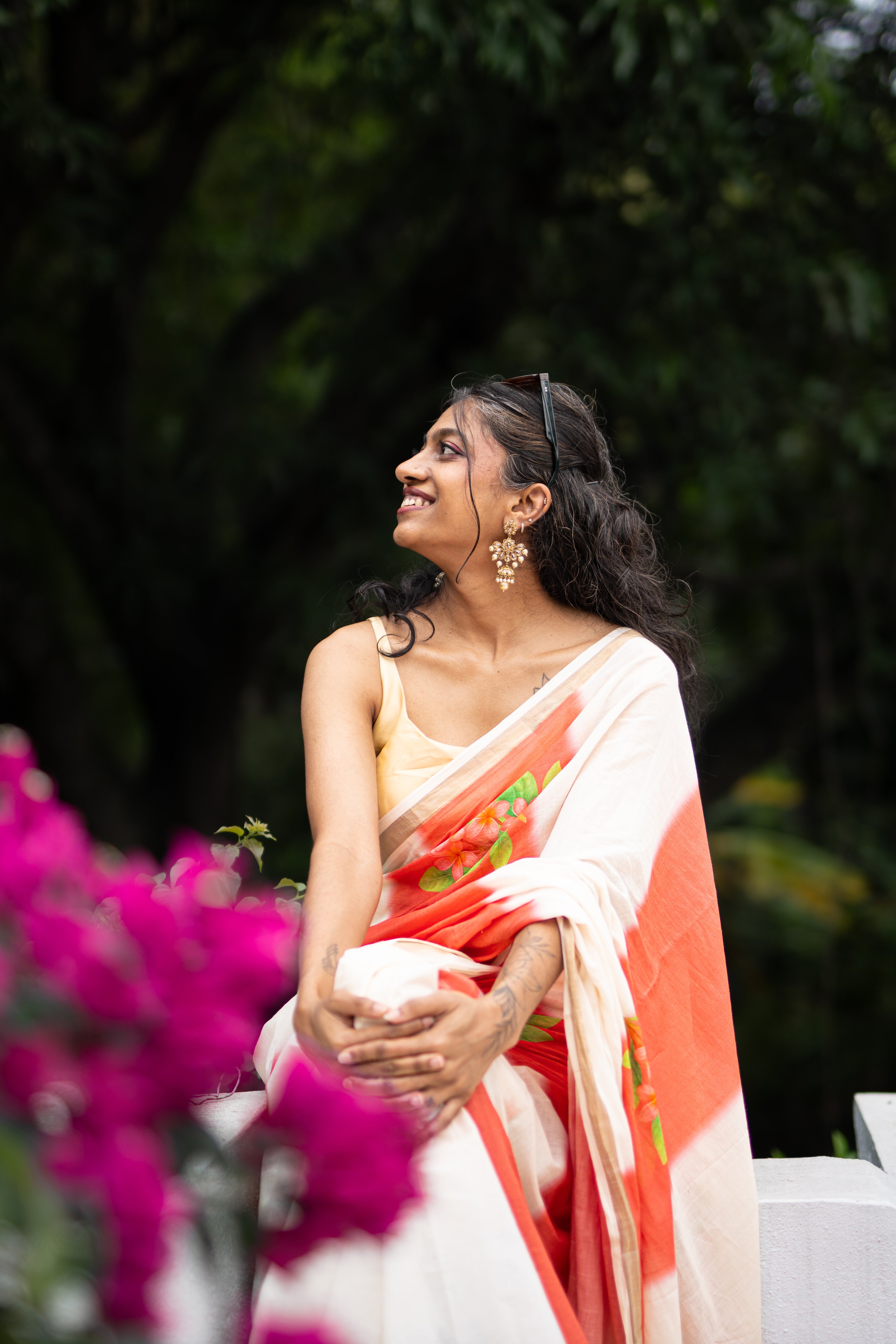 Blush Petals - Printed Kerala Handloom Saree