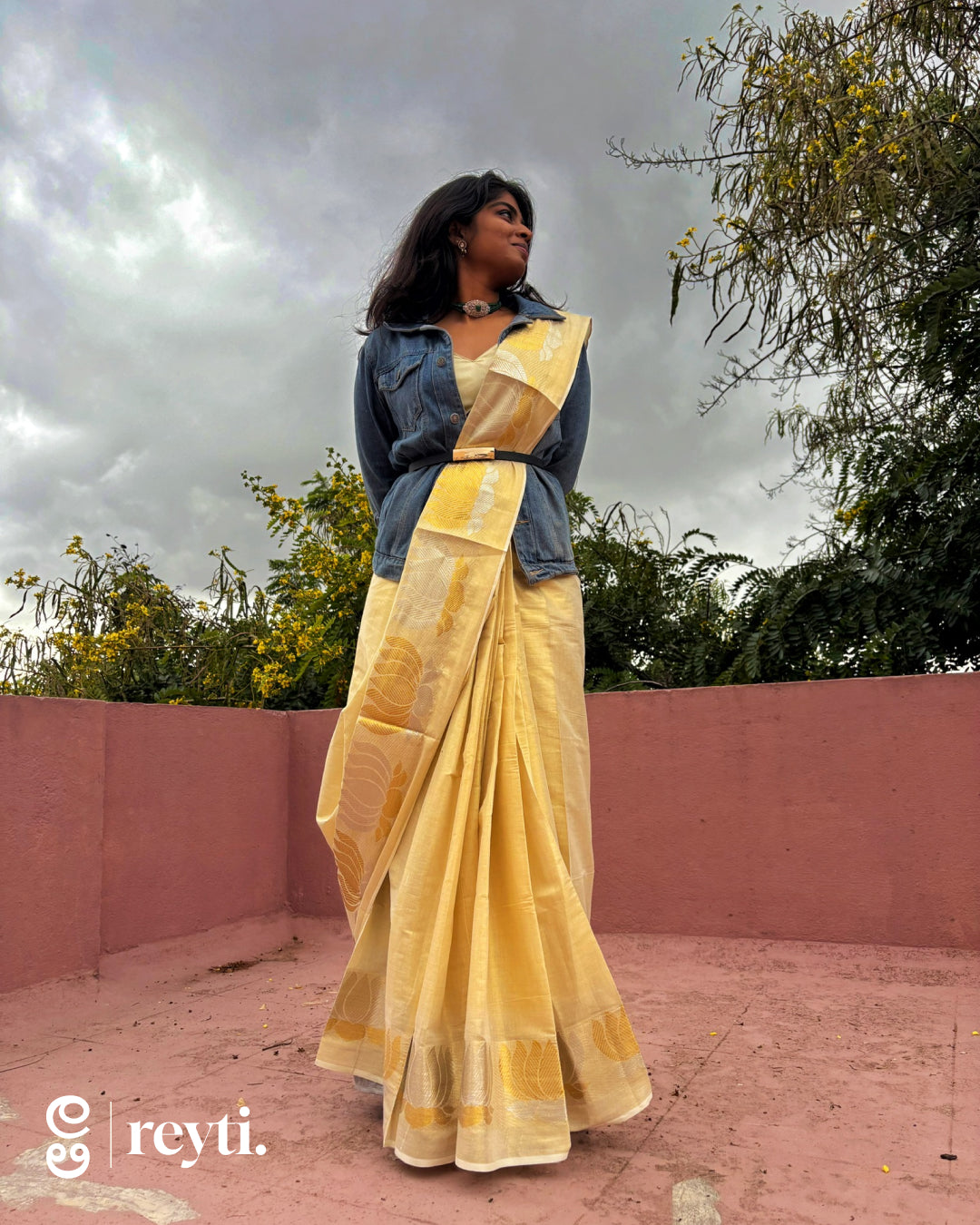 Whispers of Lotus - Tissue Kasavu saree