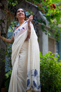 Blue Perch - Printed Kerala Handloom Saree