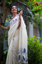 Blue Perch - Printed Kerala Handloom Saree
