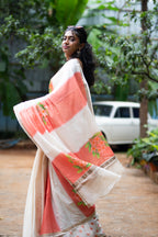 Blush Petals - Printed Kerala Handloom Saree