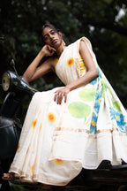 Petals and Sunshine - Printed Keral Handloom Saree