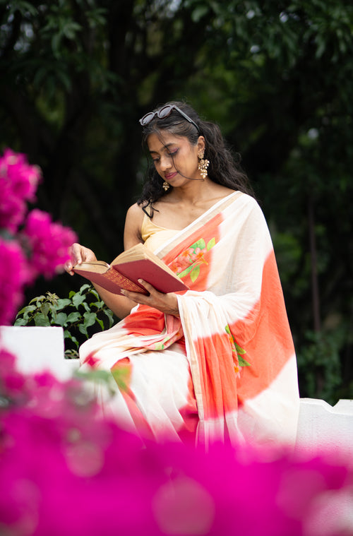 Blush Petals - Printed Kerala Handloom Saree