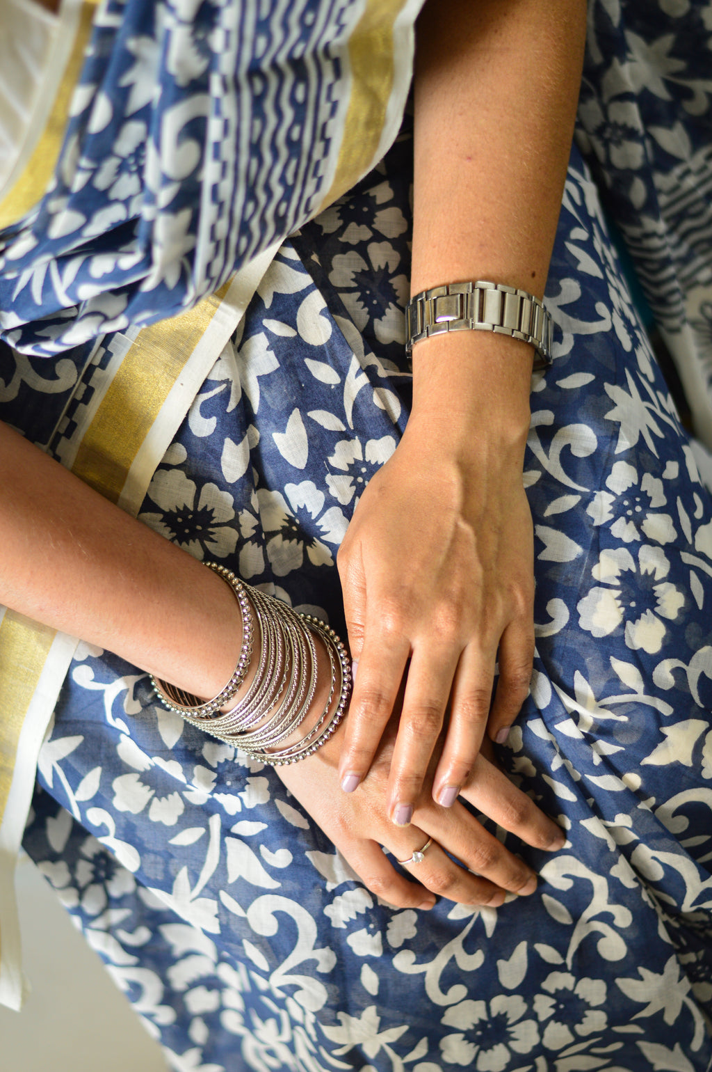 Neeliyamari - Hand Block Printed Handwoven Cotton Saree
