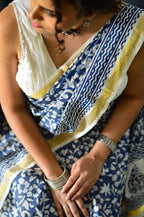 Neeliyamari - Hand Block Printed Handwoven Cotton Saree
