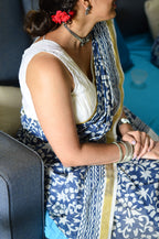 Neeliyamari - Hand Block Printed Handwoven Cotton Saree