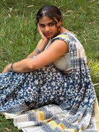 Neeliyamari - Hand Block Printed Handwoven Cotton Saree
