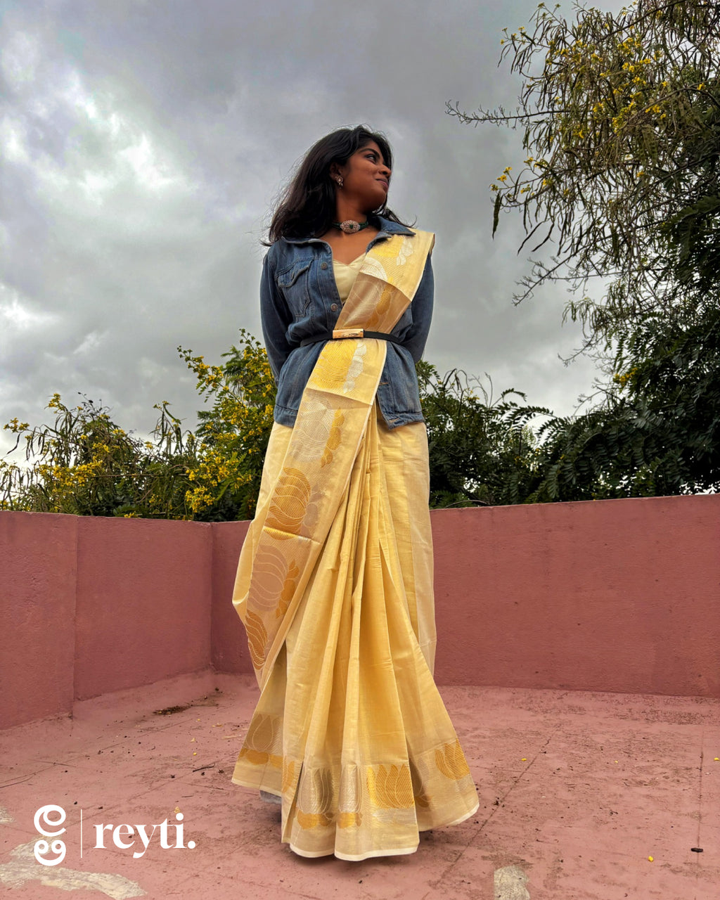 Whispers of Lotus - Tissue Kasavu saree