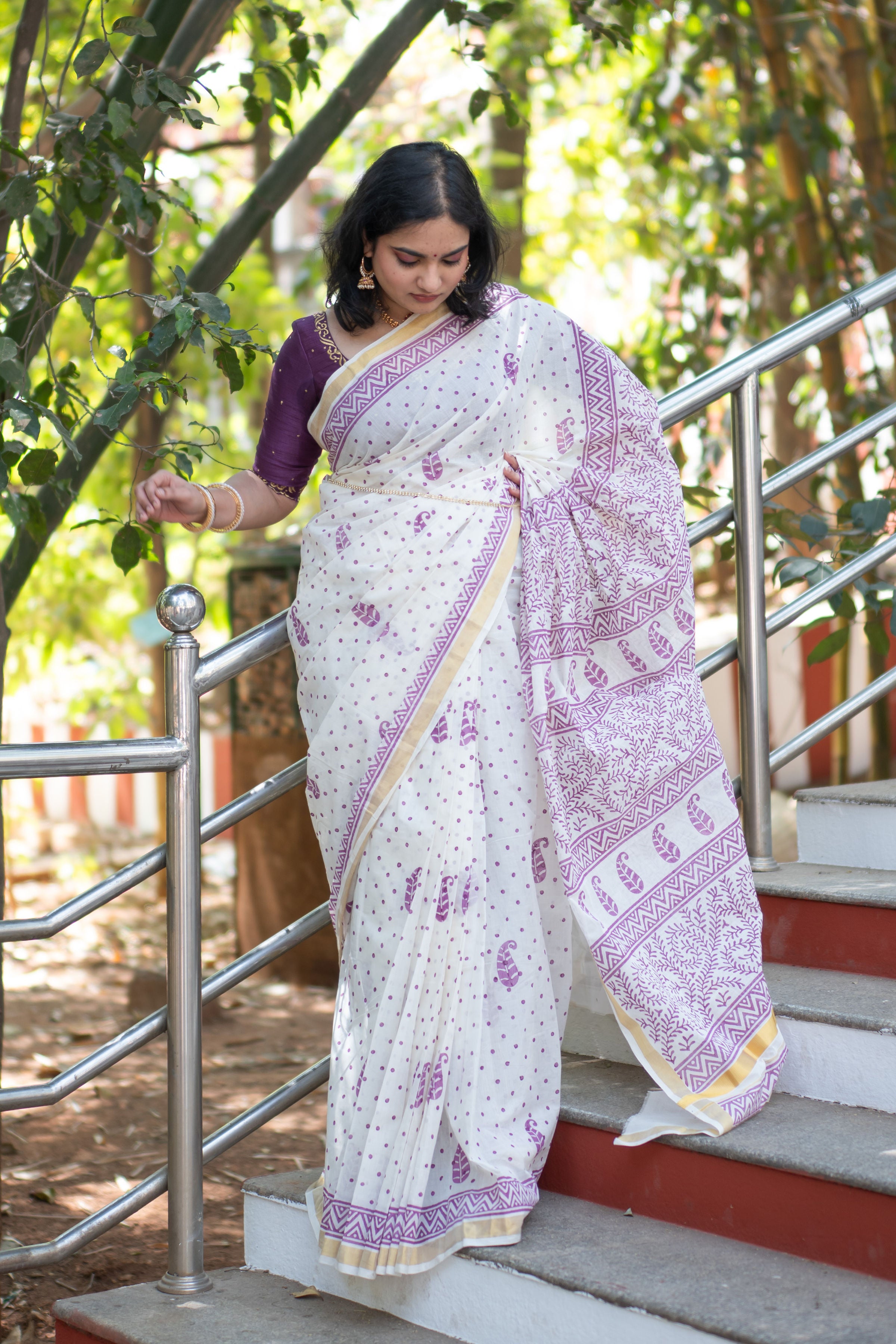 Maathalam - Hand Block Printed Handwoven Cotton Saree