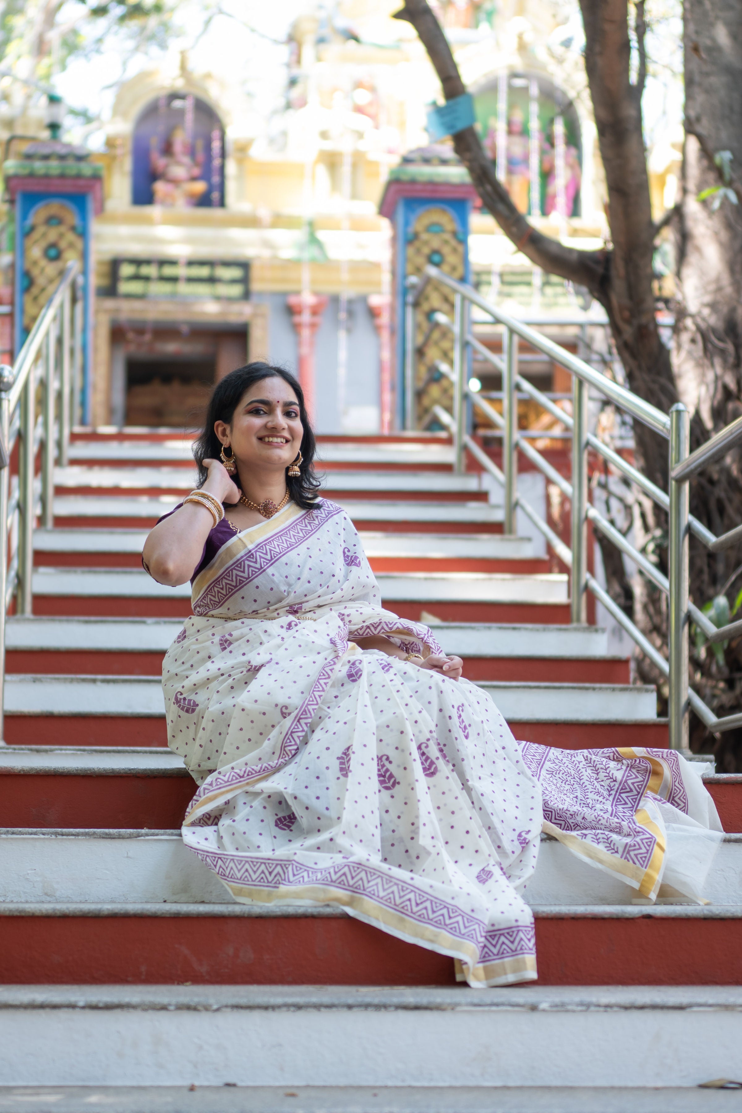 Maathalam - Hand Block Printed Handwoven Cotton Saree