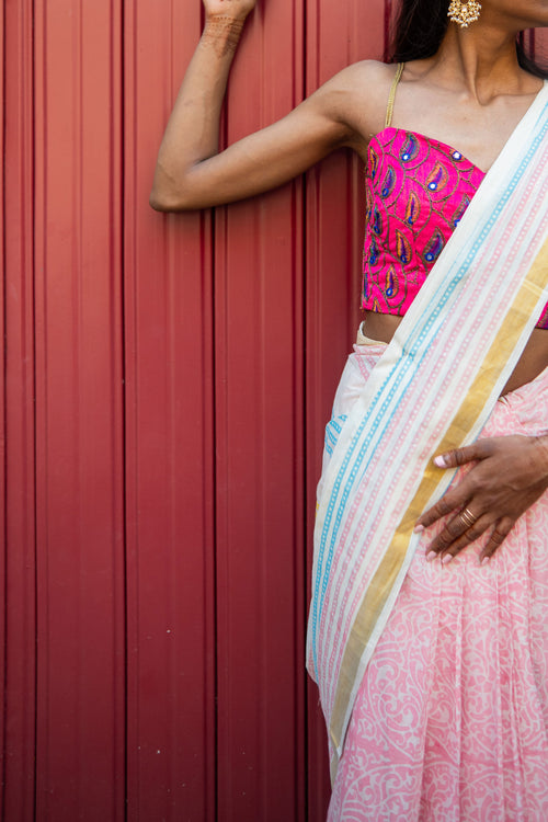 Bombay Mittai - Hand Block Printed Handwoven Cotton Saree