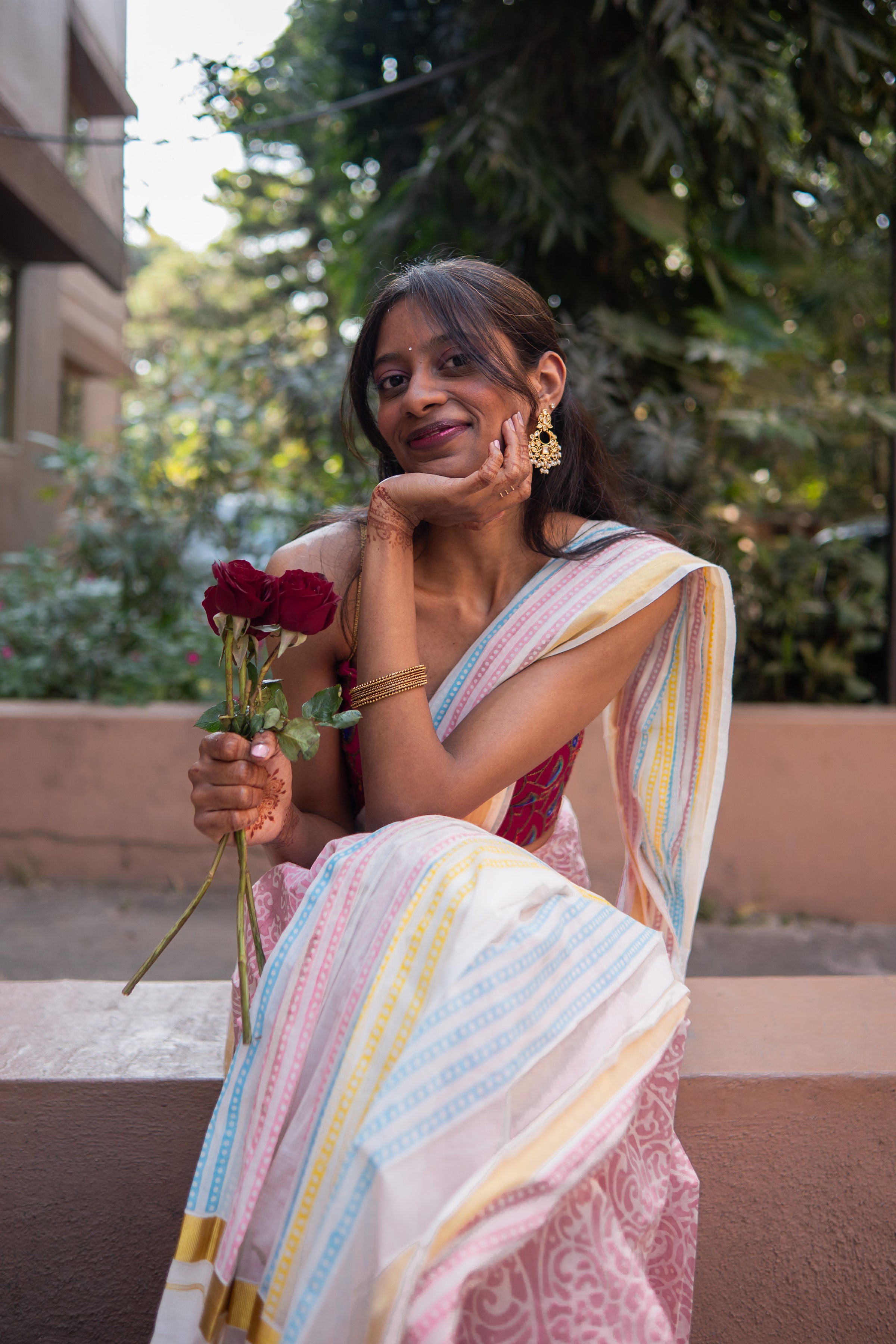 Bombay Mittai - Hand Block Printed Handwoven Cotton Saree