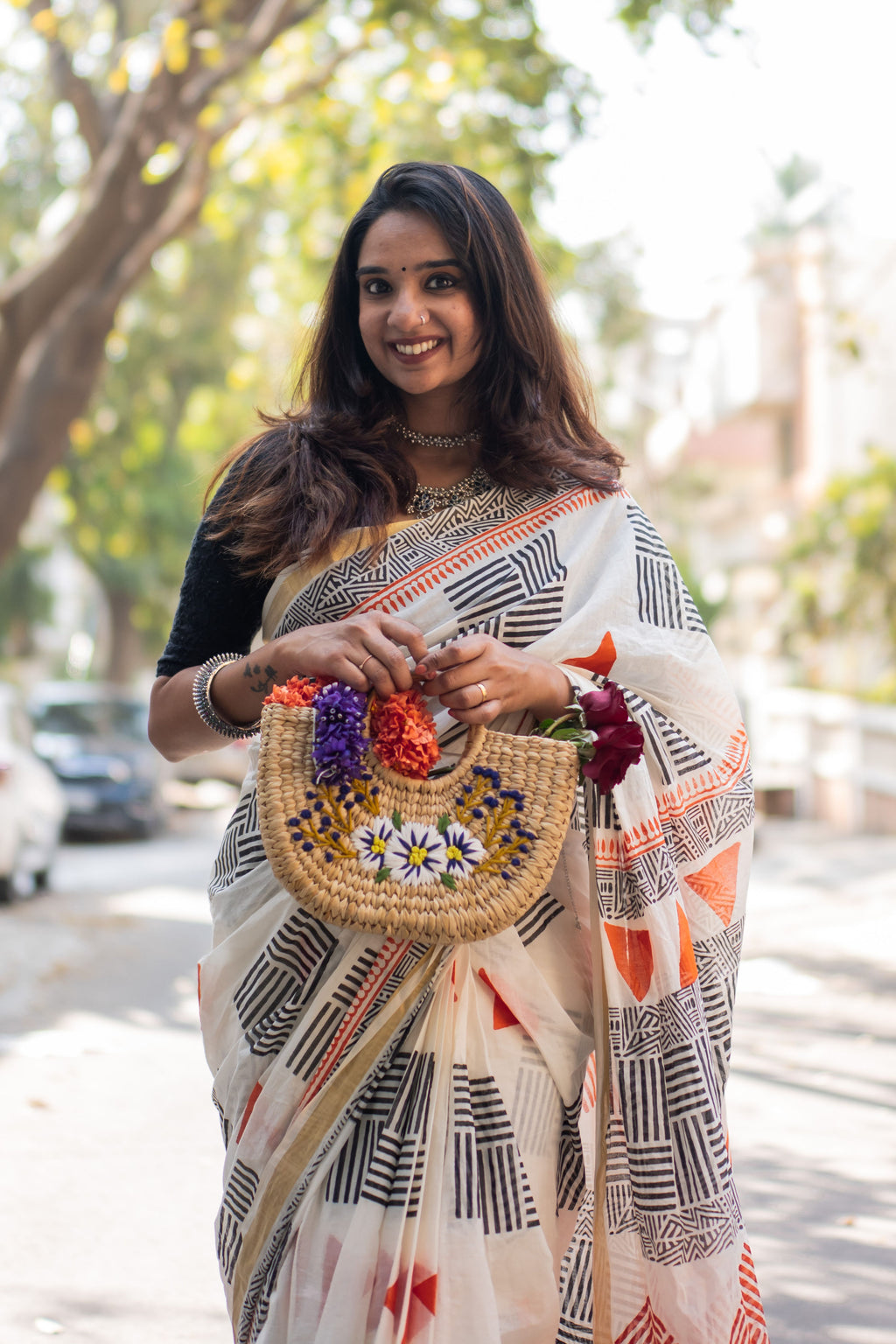 Vezhambal - Hand Block Printed Handwoven Cotton Saree