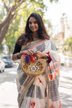 Vezhambal - Hand Block Printed Handwoven Cotton Saree