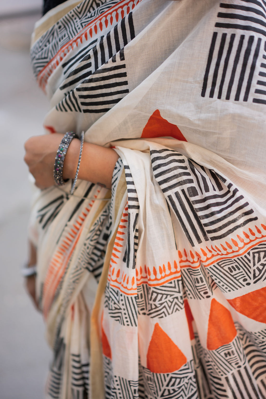 Vezhambal - Hand Block Printed Handwoven Cotton Saree