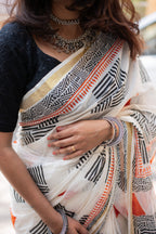 Vezhambal - Hand Block Printed Handwoven Cotton Saree