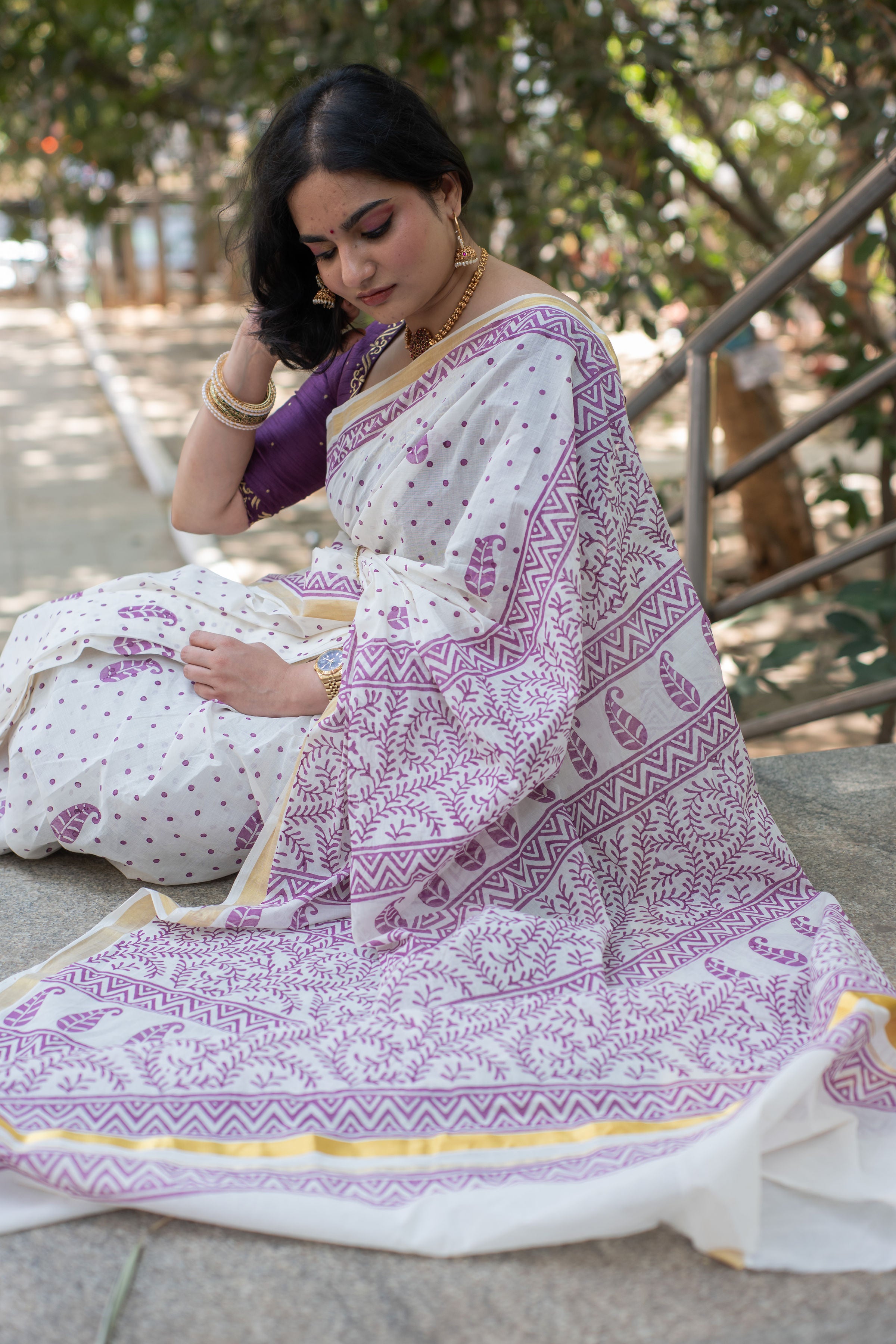 Maathalam - Hand Block Printed Handwoven Cotton Saree