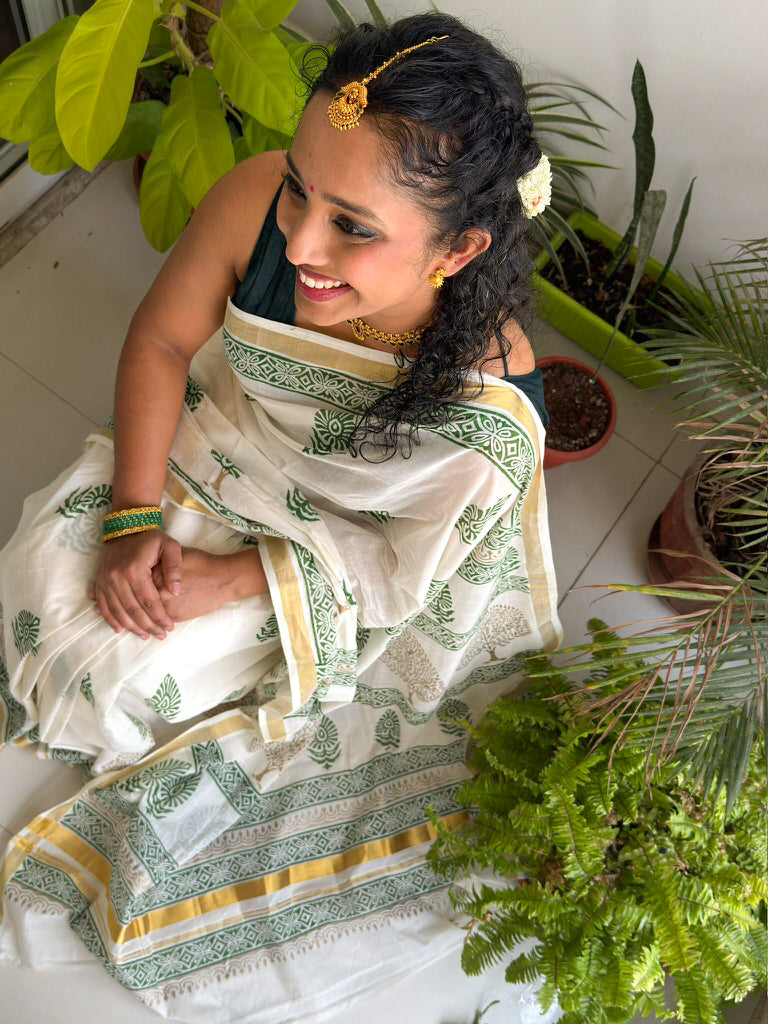 Thanal - Hand Block Printed Handwoven Cotton Saree