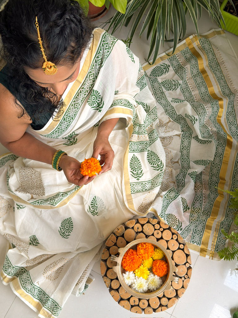 Thanal - Hand Block Printed Handwoven Cotton Saree